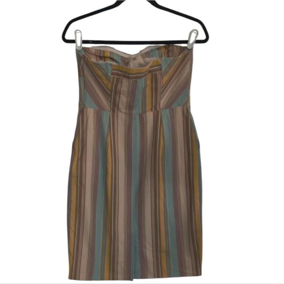 Moulinette Soeurs Anthropologie Strapless Dress with Pastel Stripes Sz 4 - Picture 7 of 11